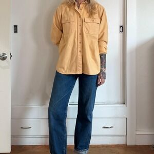 Vintage 1990s LL Bean women's chamois cloth peach button up shirt